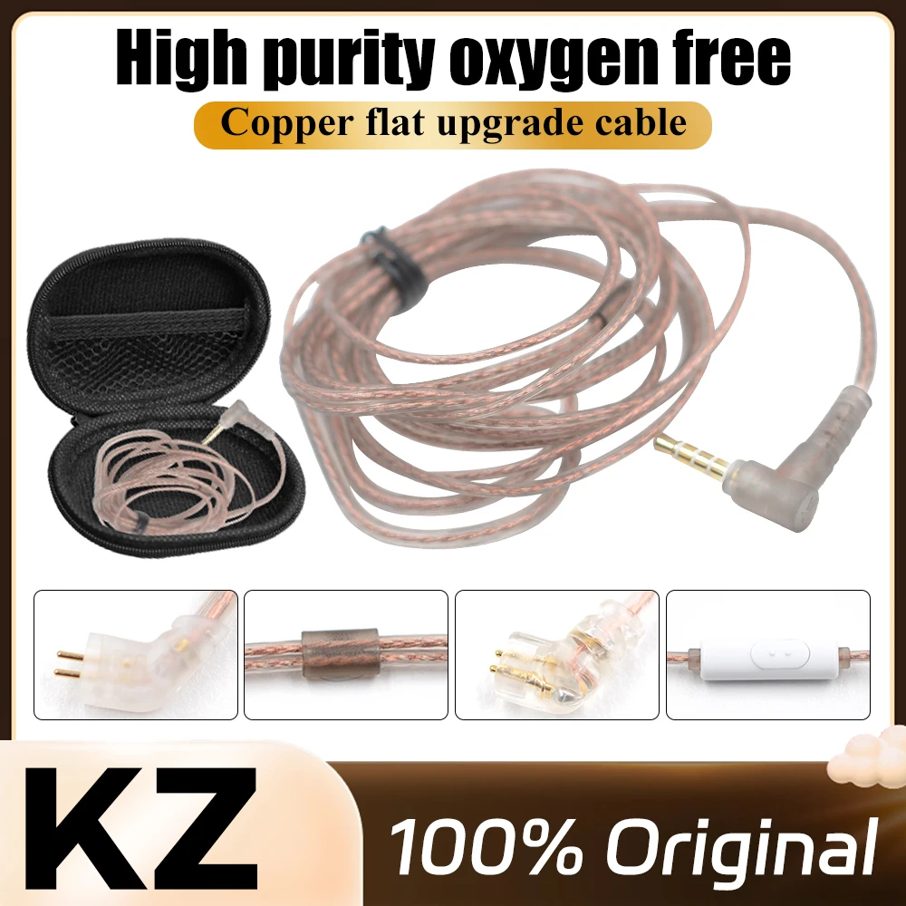 KZ ZS10 ZSN ZEX PRO In Ear Cable High-Purity Oxygen-Free Copper Twisted Earphone Cable 2pin Cable Silver Plated Cable for ZST