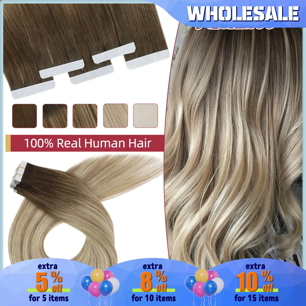 

Moresoo Virgin Tape in Hair Extensions 100% Real Human Hair 2.5g/pcs Natural Straight High Quality 12 Months Hair Tape ins