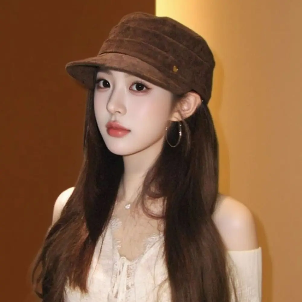 شخصية الكورية نمط الجلد المدبوغ الفروسية قبعة الشامواه Flattop قبعة مسطحة موزع الصحف قبعة خمر الرجعية الرسام قبعة الخريف والشتاء #3
