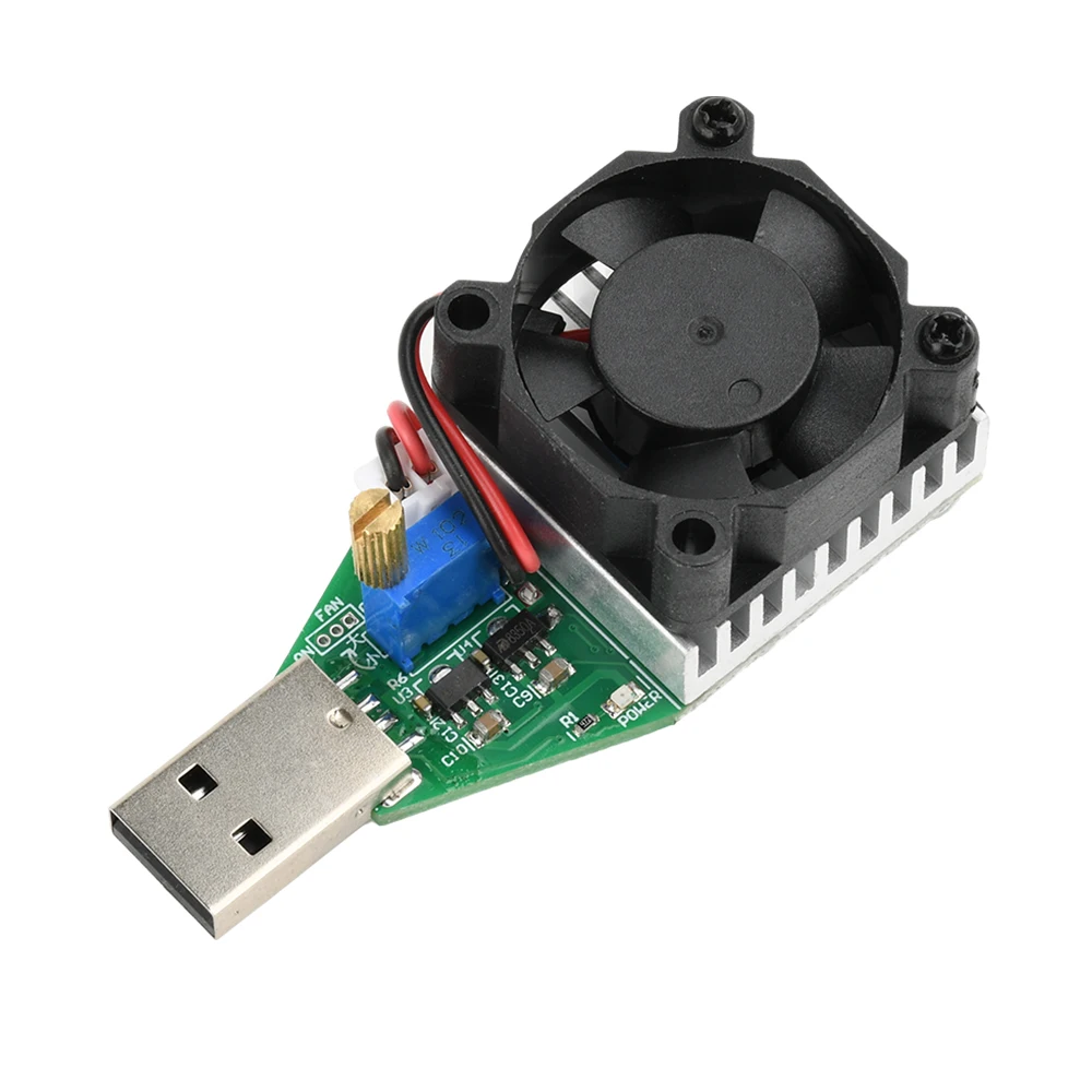 15W DC 3.7-13V Electronic Test Load Resistor USB Discharge Capacity Battery Tester with Fan Adjustable Current Module Tools