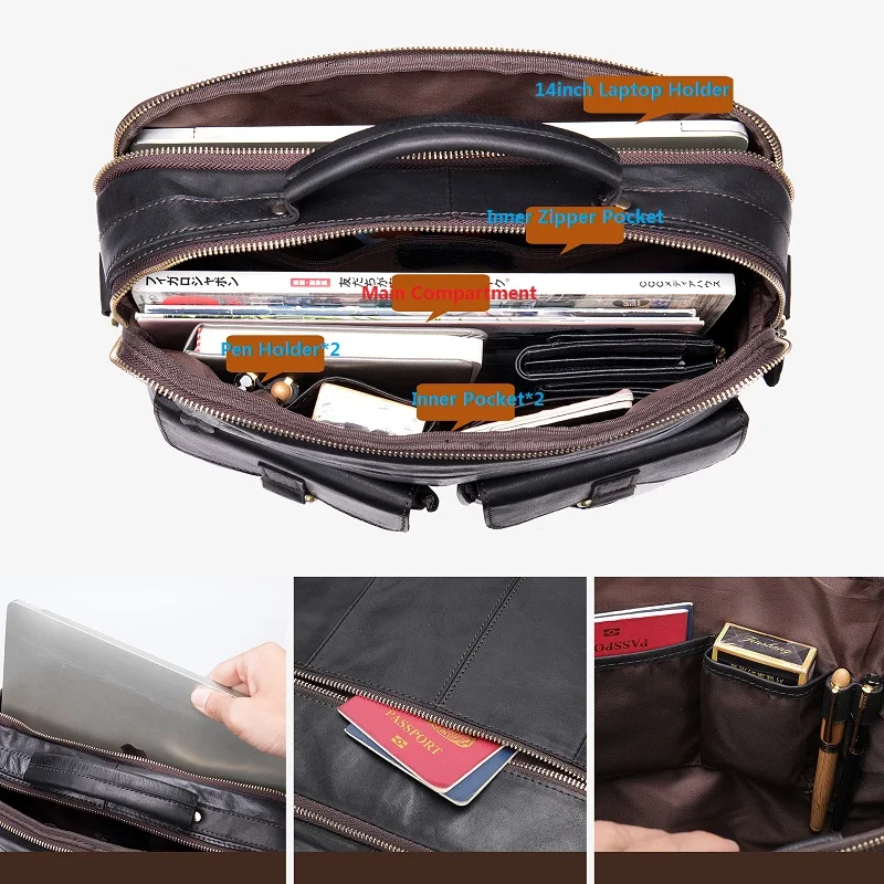 Valigette da uomo retrò Borse per laptop in vera pelle Borse a tracolla da uomo Borsa a tracolla da uomo alla moda