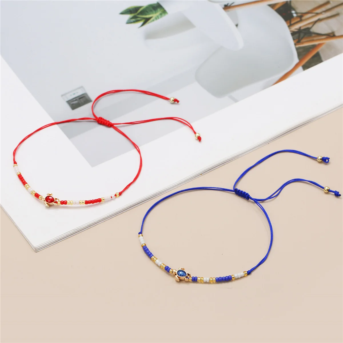 12Pcs Bohemian Rice Bead  Sea turtle Beaded Bracelet Set Is Adjustable Summer Bracelet