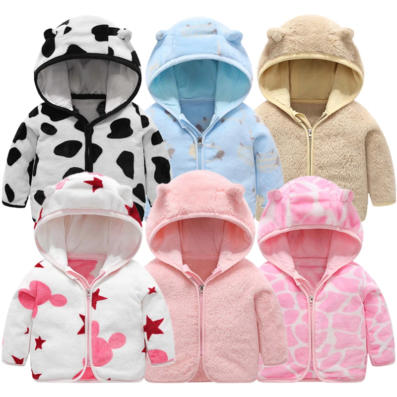 Baby Boys Girls Jacket Flannel Soft Infant Clothes Hooded Toddler Boy Outwear 2024 New Children\'s Clothing Baby Coat 1-5 Years