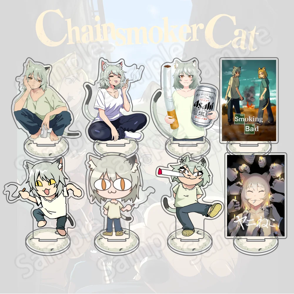 llavero de acrílico de 10 cm de Anime Chainsmoker Cat Yani Neko Manga, dive