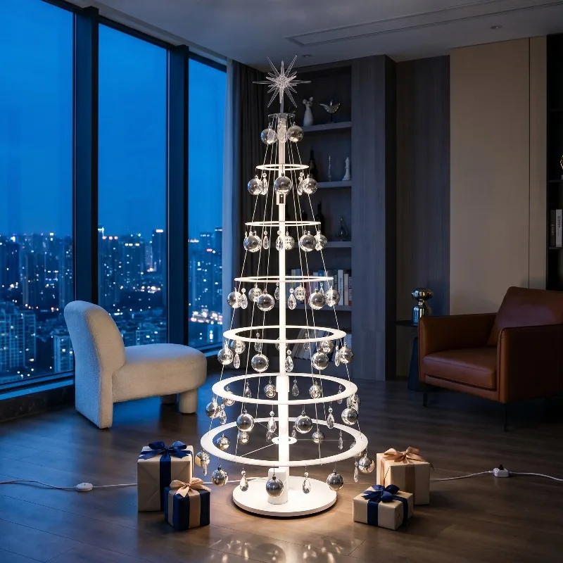 New Foldable Rotatable Crystal Christmas Tree Ornament Live Stream Desktop Indoor Holiday Scene Background Layout