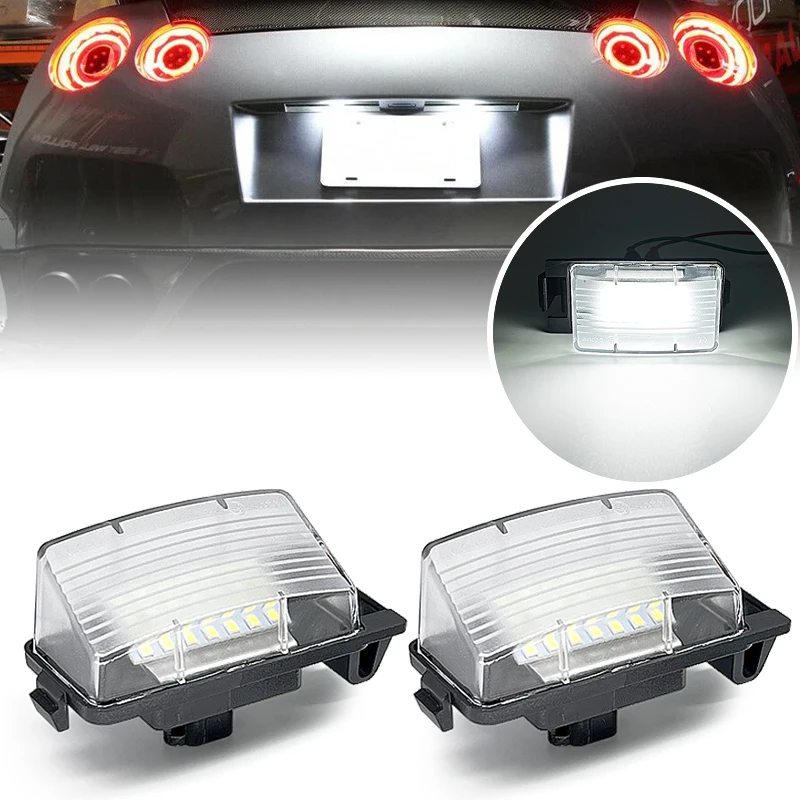 2Pcs LED License Plate Light For Nissan 350Z 370Z Cube Sentra GT-R Leaf Versa Pulsar Livina For Infiniti G25 G35 G37 Q40 Q60