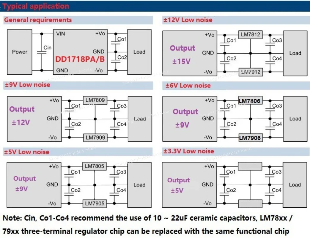 3-18V to ±5V/±9V/±12V/±15V/±24V Boost Converter Module – Dual Output Positive Negative Voltage DC-DC for ADC DAC LCD