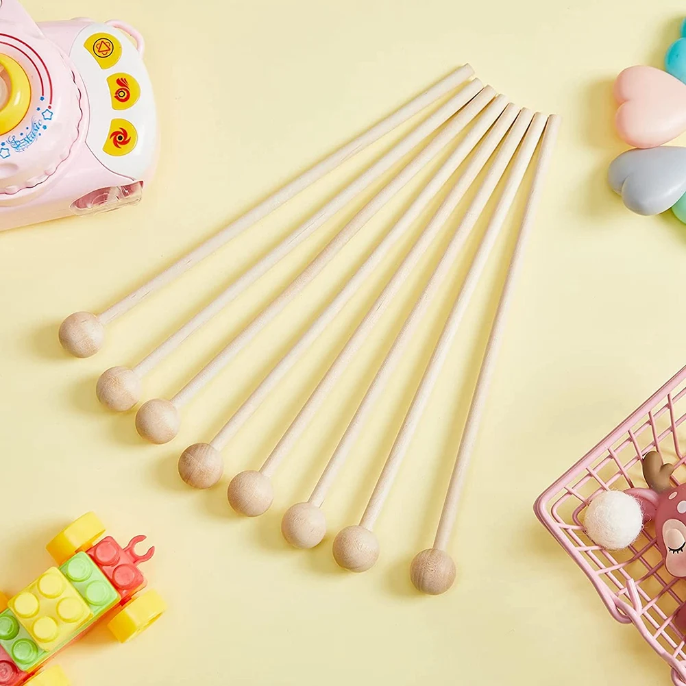 AEF6-20 Pcs Wood Mallets Percussion Glockenspiel Xylophone Mallets Sticks Wood Small Musical Drumsticks Chime,8.2 Inch