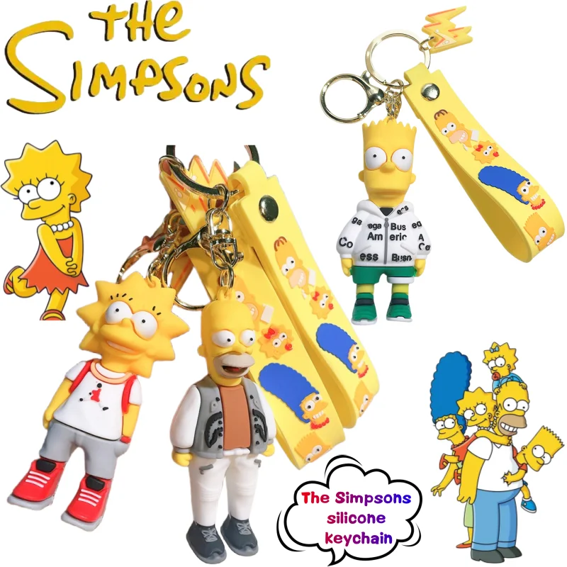 

New The Simpsons Homer Marge Lisa Keychain High Color Value Cartoon Animation Doll Doll Model Creative Car School Bag Pendant