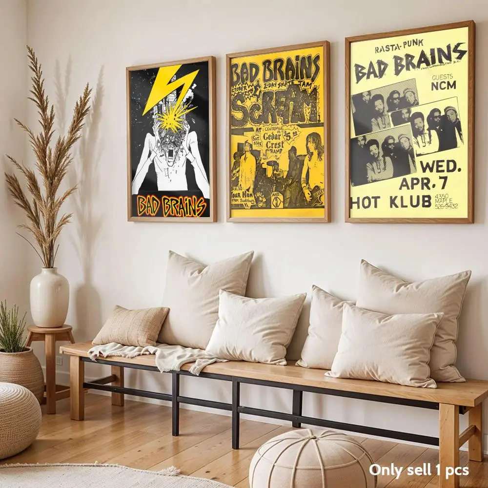 Punk Rock Bad B-Brains Poster Modern Self-Adhesive Art Wall Decals for Bedroom & Living Room Home Decor, Great Gift Idea
