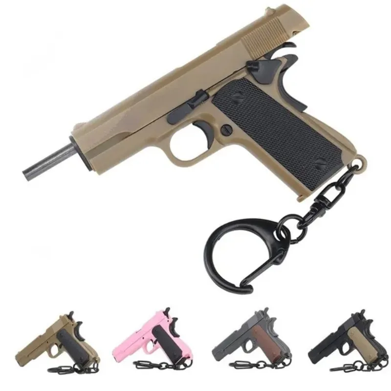 Tactical Pistol Shape Keychain 1911 Model Gun Weapon Keyring Key Chain Ring Decomposable Portable Decorations Gift Pendant