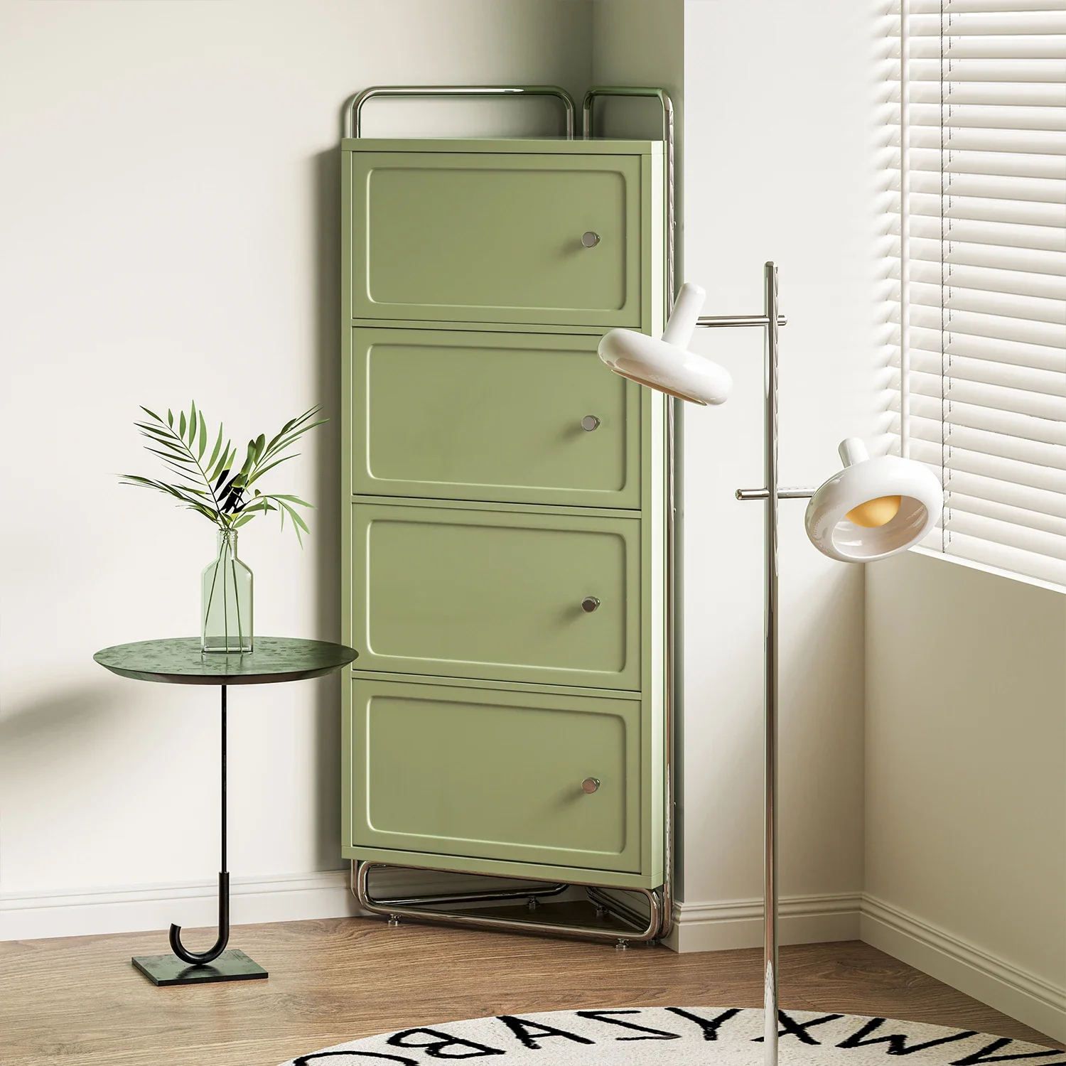LD6Solid wood simple corner cabinet small apartment living room storage triangular wall shelf