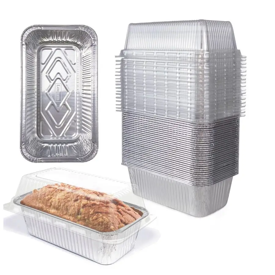 

Loaf Pans With Lids Bakeware Set, 2lb, 55 Pack, 8.5x4.5 Heavyduty Aluminum Foil Bread pan, Food Storage Container, Perfect for B