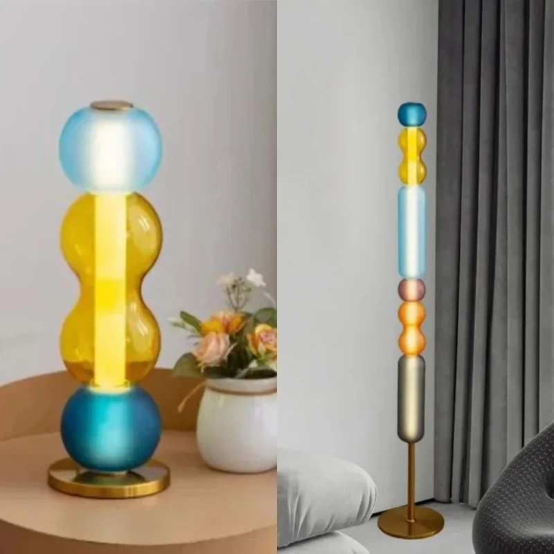 Colored Glass Floor Lamp Living Room Sofa Side Standing Lamp Kitchen Light Bedroom Bedside Lamp Home Decoration Table Light LED
