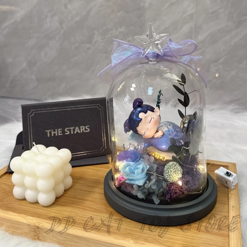 Dimoo Hacipupu Diy Preserved Flower Twelve Constellations Desk Decor Ornament Valentine'S Day New Year'S Gift Birthday Gift