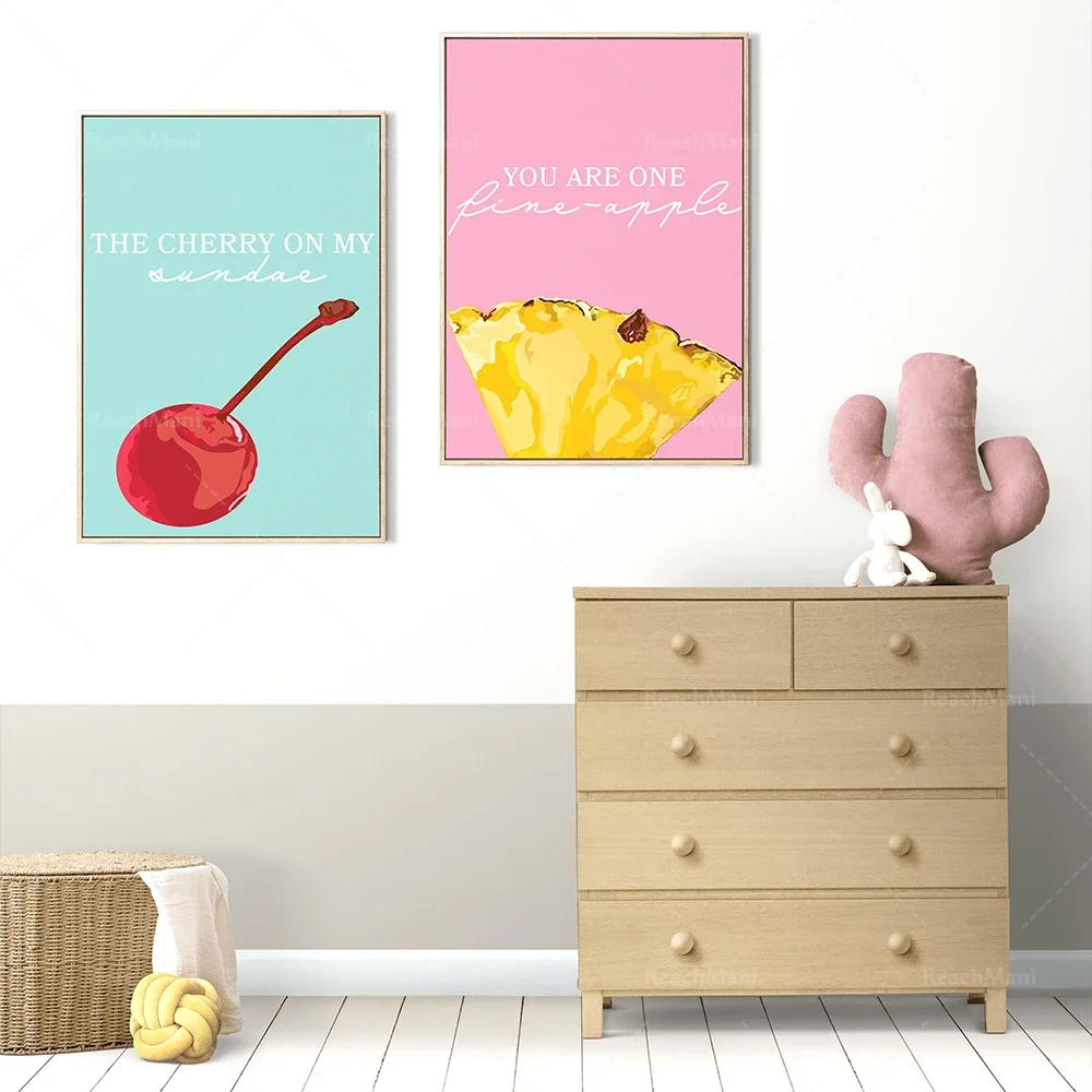 Tropical fruit bowl, acai smoothie, dragon coconut carambola, pineapple cherry quotes, love quotes, summer food aesthetic poster