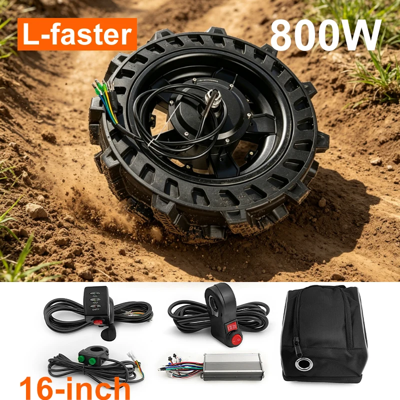L-Faster Farm And Mountain Electric Wheelbarrows And Carts 800W 16-inch Low Speed Brushless Hub Motor Wheel Retrofit Kit