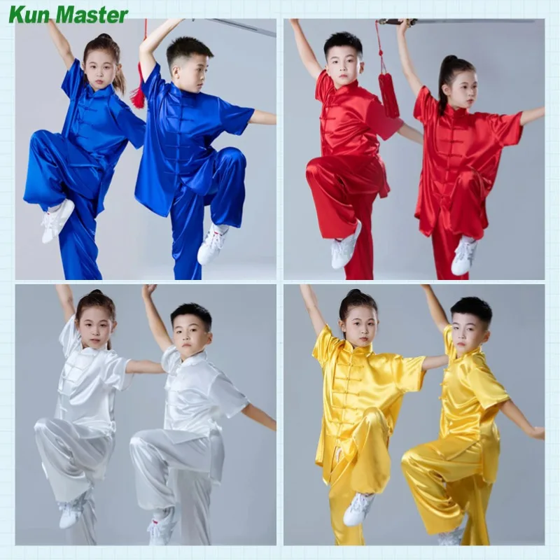 

Kun Master Kung Fu Wu Shu Uniform Martial Arts costume competition performance Summer Short Sleeve for Children and Adults