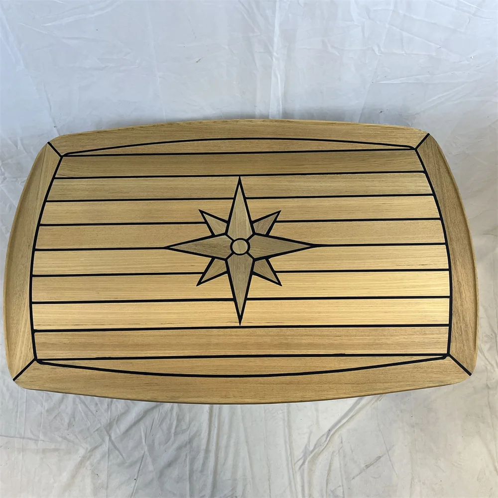 

Столешница из массива тика в форме бочки 610x940 мм, 24x37 дюймов, с инкрустацией в виде звезды, для морских судов, яхт, караванов TY642