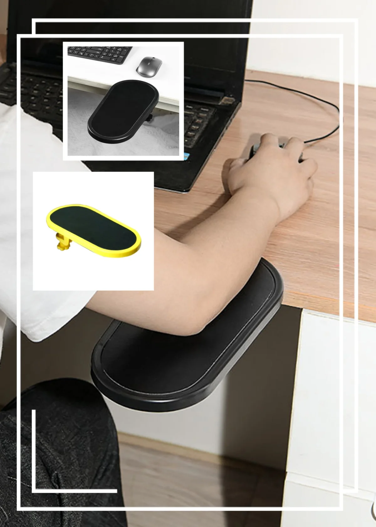 Popular Hot sell Desk Mounted Adjustable Arm Rest, Ergonomic Wrist Support, Includes Rotating Mouse Holder