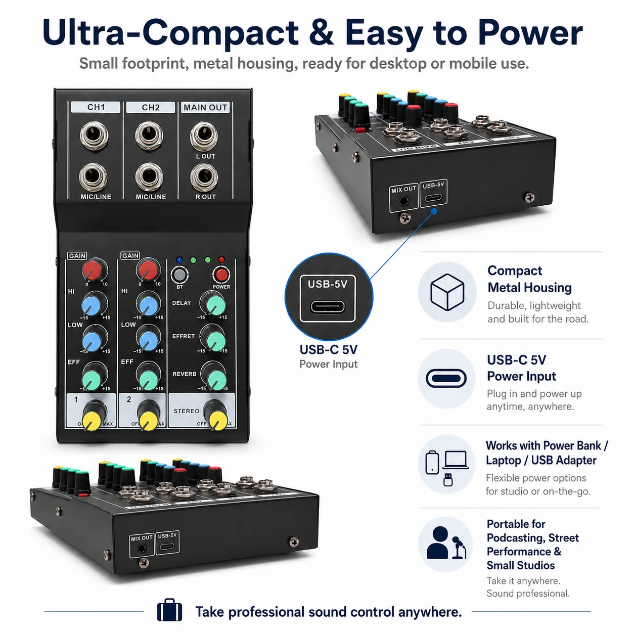 2 Channel Bluetooth Audio Mixe - đánh giá và giá Karaoke Audio Mixer Echo Delay