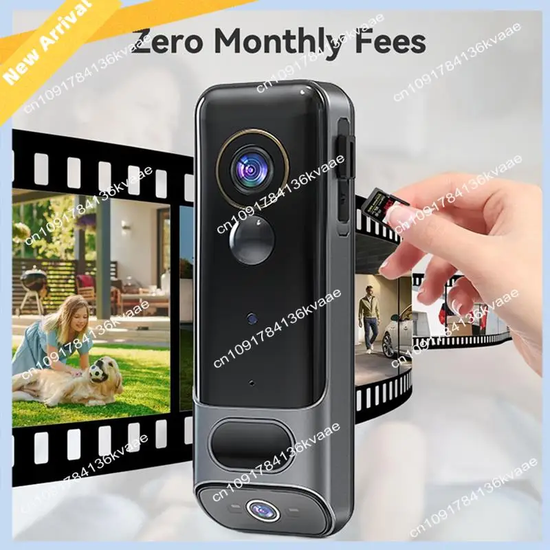 M01K Câmera de campainha dupla sem fio sem assinatura, câmera de porta inteligente 2K sem fio, com detecção humana AI, visão noturna