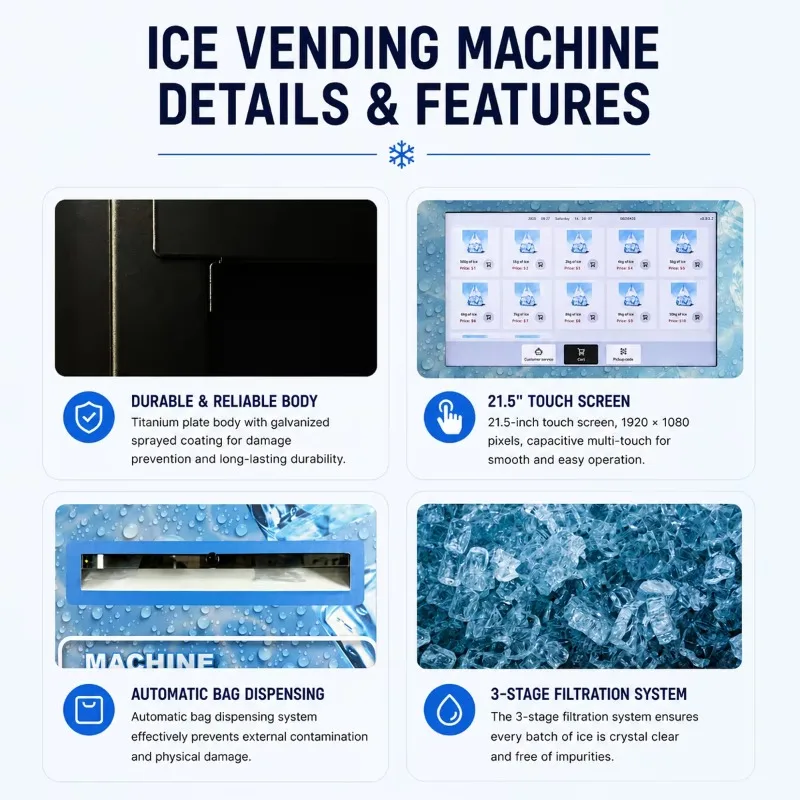 Customize Ice Vending Machine Outdoor Intelligent Ice Kiosk Unmanned Ice Cube Maker Vending Machine For Marina Fresh Market Park