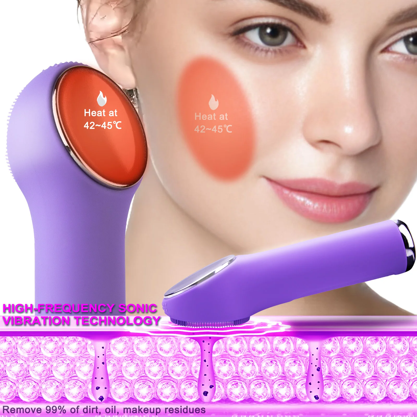 فرشاة تنظيف الوجه المقاومة للماء من سونيك، أداة تنظيف الوجه القابلة لإعادة الشحن والتقشير والتنظيف العميق والعناية بالبشرة #1