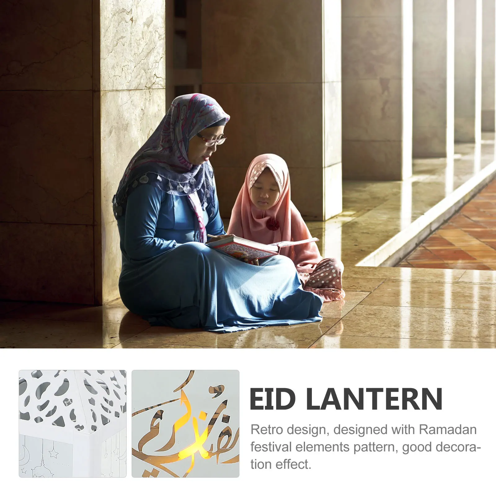 

1Pcs LED Eid Lantern with Vintage Iron Glass Design -Powered Hanging Light for Ramadan Decorative Festival Home Garden