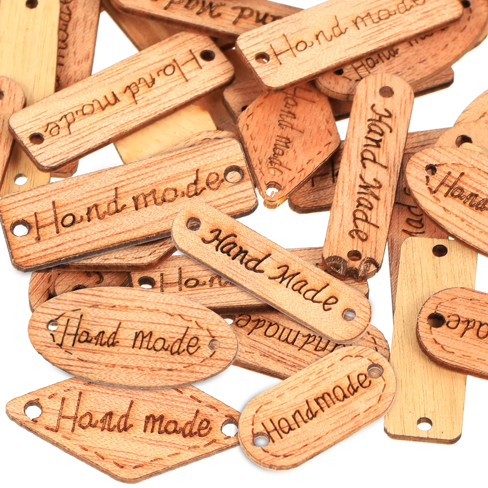 

200pcs Handmade Wooden Button Tag Unfinished Craft Label Diy Sewing Decoration For Scrapbooking Clothing Shoes Hats 2-Holes Wood