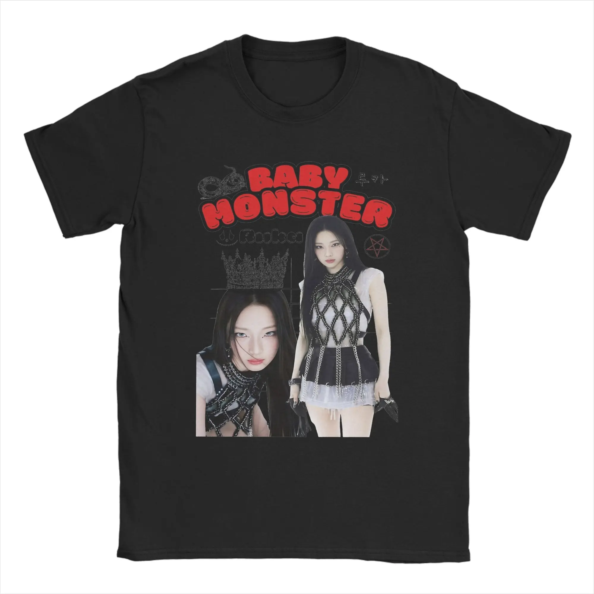 

Ruka Babymonsters KPOP T Shirt Men's Cotton Tops Retro Round Neck Short Sleeve
