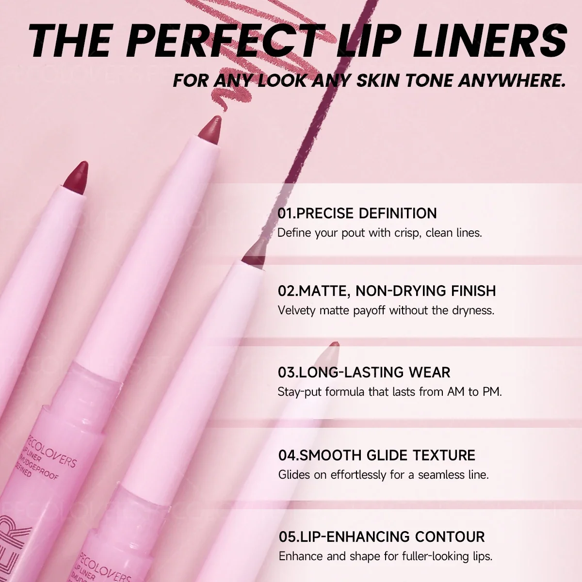 1 szt. Nude Lip Liner Lipstick Pen, Matowy, Nieprzywierający do kubka, Bogaty w kolory, Makijaż podróżny dla kobiet