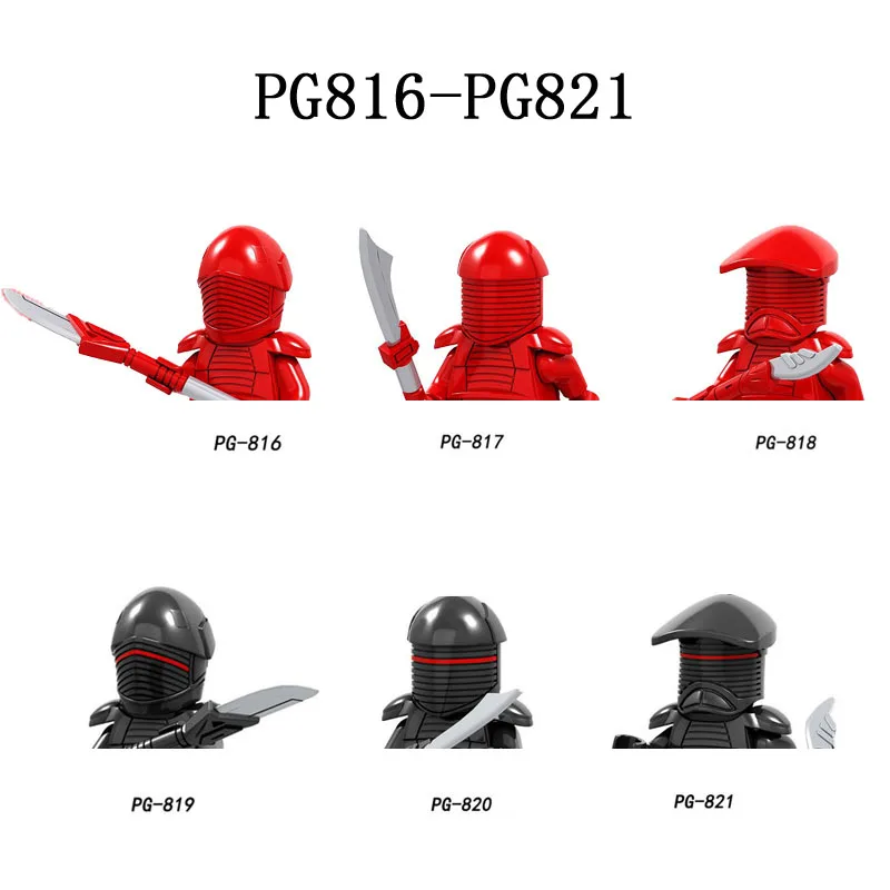 

PG816-PG821 Building Blocks 6pcs/set Red Guard Black Guards Brick PG816 PG817 Figure PG818 PG819 PG820 mini Assembly Toys PG821