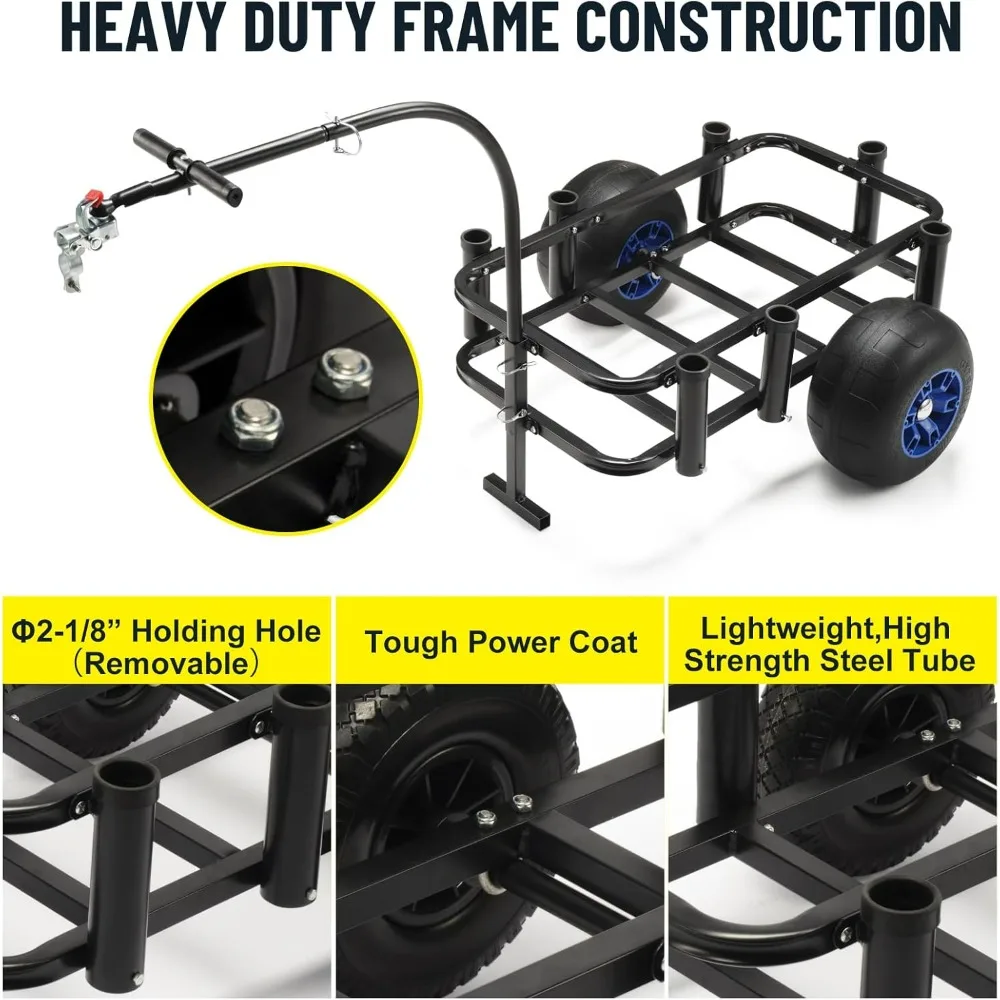 عربة صيد الشاطئ ذات سعة كبيرة مع 13 إطارًا باللون الأسود من البولي يوريثان للرمل، 32.25 لتر × 16 وات #5