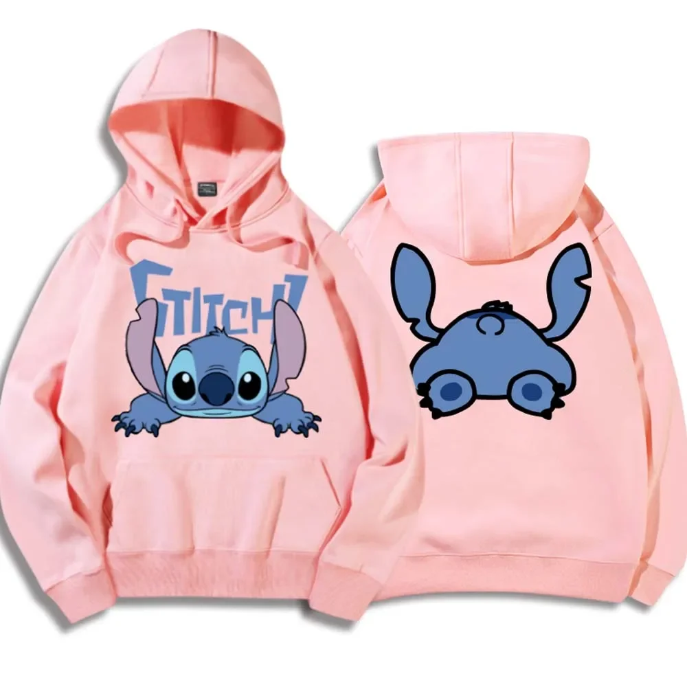 Disney Chic Fashion Stitched Little Monster Letter Cartoon Hoodie Pullover Unisex Women\'s Sweatshirt Cute Couple Top