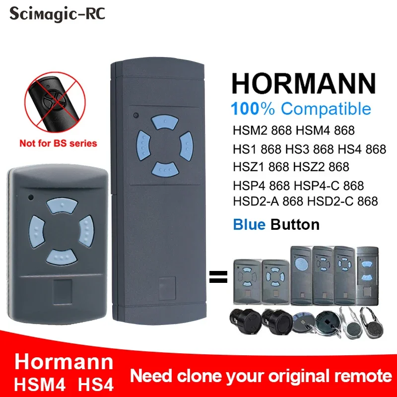 HORMANN 868MHz Garage Remote Control HORMANN HSE2 HSE4 HSM2 HSM4 HS1 HS2 HS4 HSZ1 HSZ2 HSP4 868 Handheld Transmitter Gate Opener