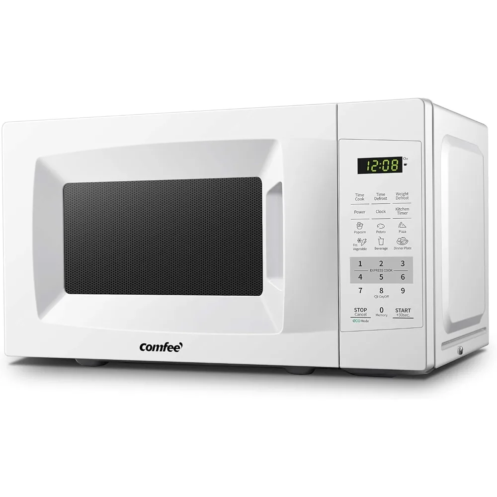 Horno microondas de encimera con sonido encendido/apagado, modo ecológico y botones fáciles de un toque, 0,7 Cu Ft/700W, blanco perla