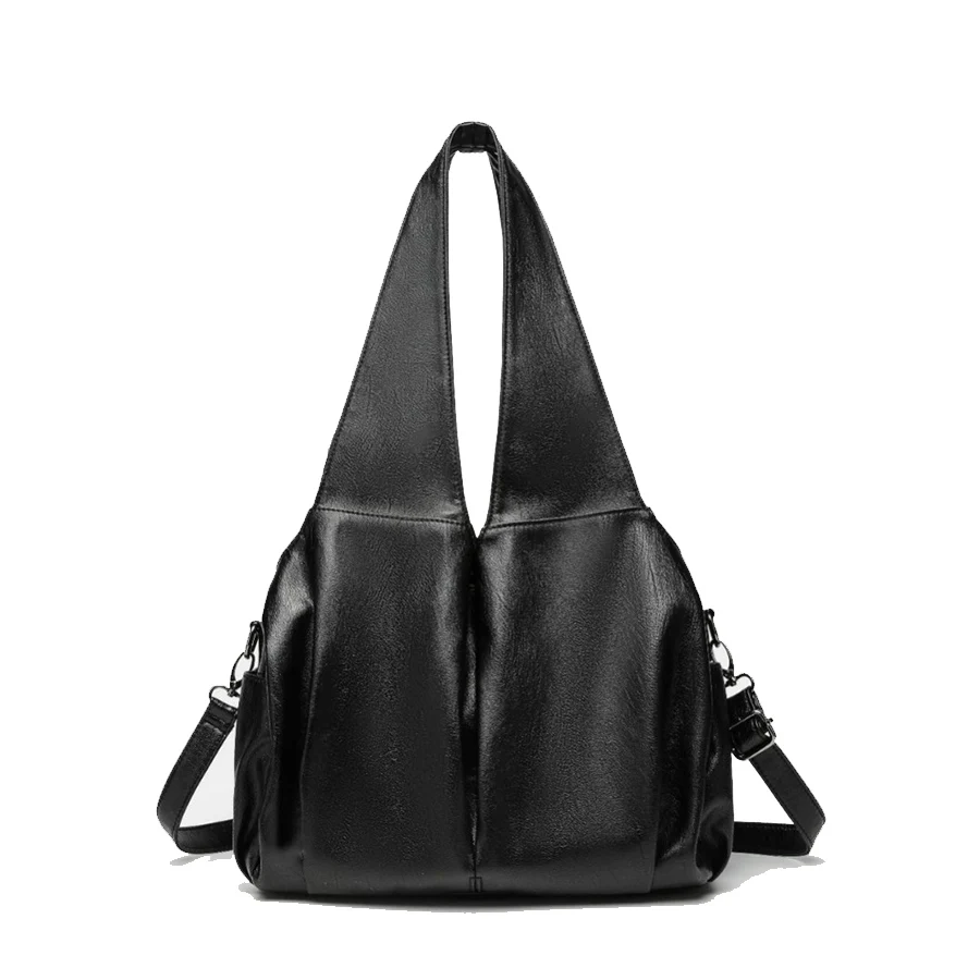 

Soft Pu Leather Handbags Women Black Tote Bag Large Capacity Crossbody Bags Sac A Main Multi-pocket Commuter Shoulder Bag Bolsas