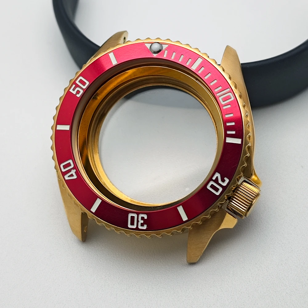 NH35 Gehäuse 42mm Herrenuhr Stahl-Gold-Gehäuse Passend für NH35 NH36 Uhrwerk und 22mm Armband Uhrenzubehör Saphirglas – Detail 3
