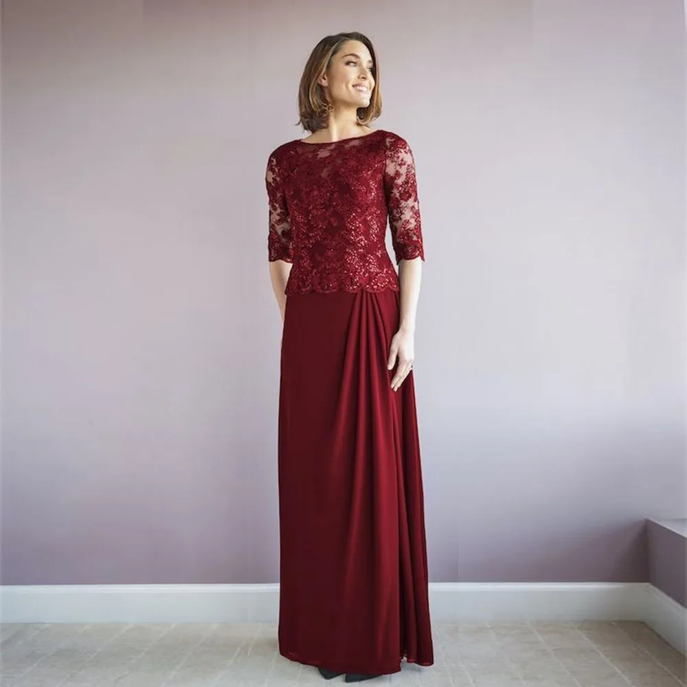 

Elegant Burgundy Chffion Mother of the Bride Dresses for Weddings Robe De Soiree Formal Evening Party Dresses