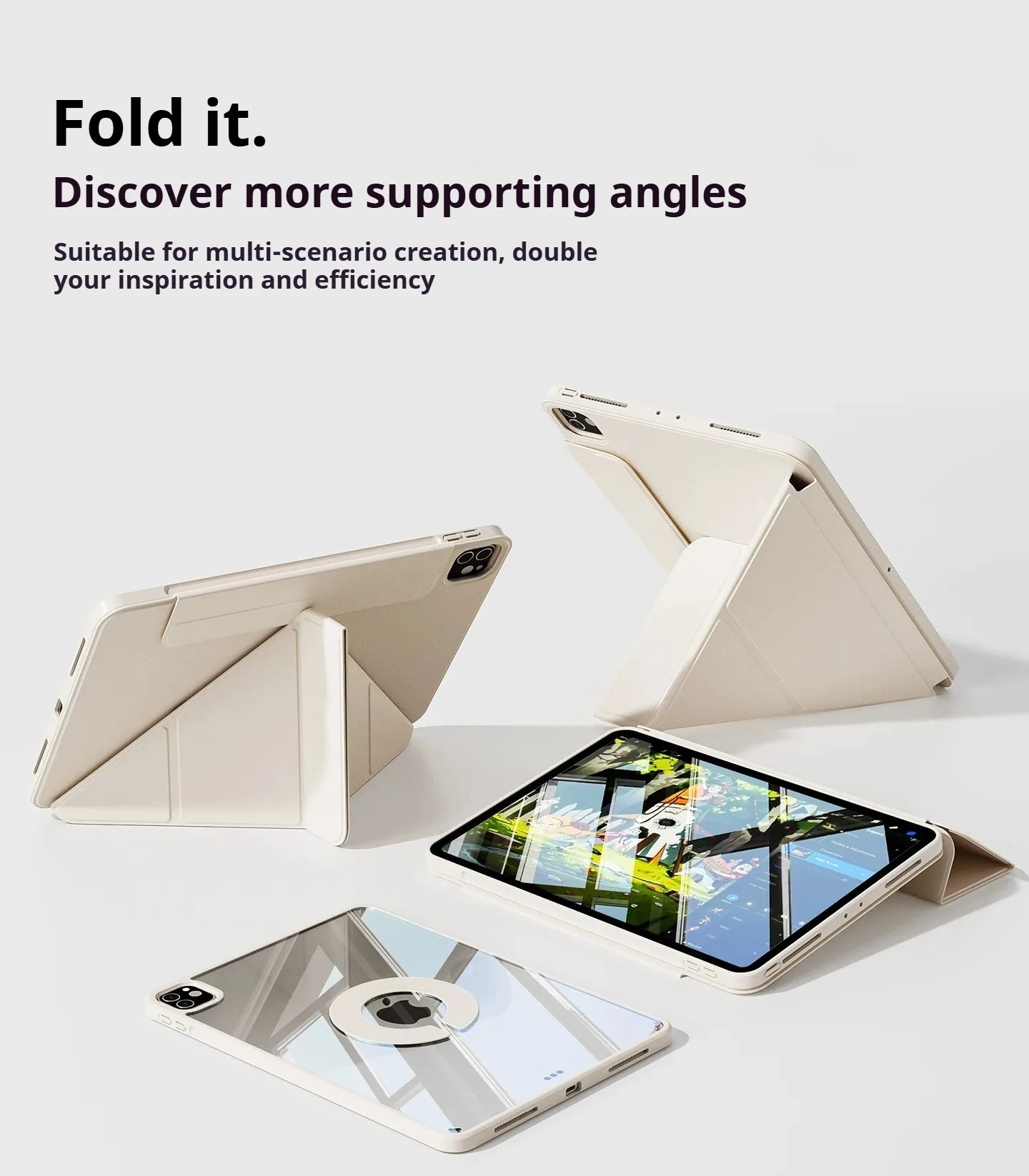 ZOYU Case iPad 11/10th Gen A16 Detachable Y-Shaped Folding, iPad 10.2 Air 11 Pro 11 12.9 13 Mini 67 Rotate 360° Detachable Cover