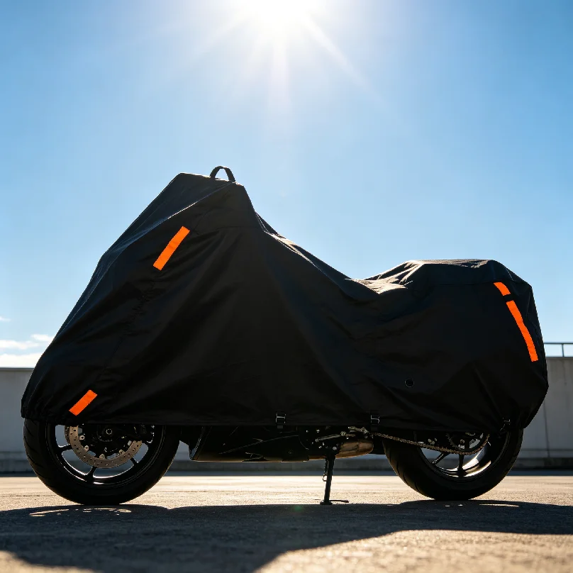 Motorcycle Cover Waterproof All Season Dustproof UV Protective Outdoor Indoor Scooter 190T Silver Coated Fabric Motorbike Cover