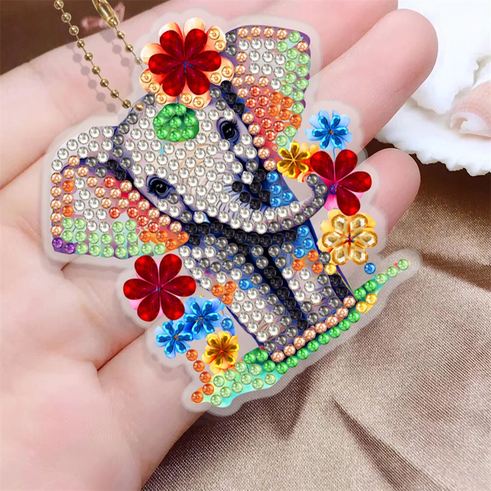 New DIY Diamond Painting Keychain elephant Owl Pendant Cute cartoon Mosaic Diamond Embroidery pendant backpack pendant gift