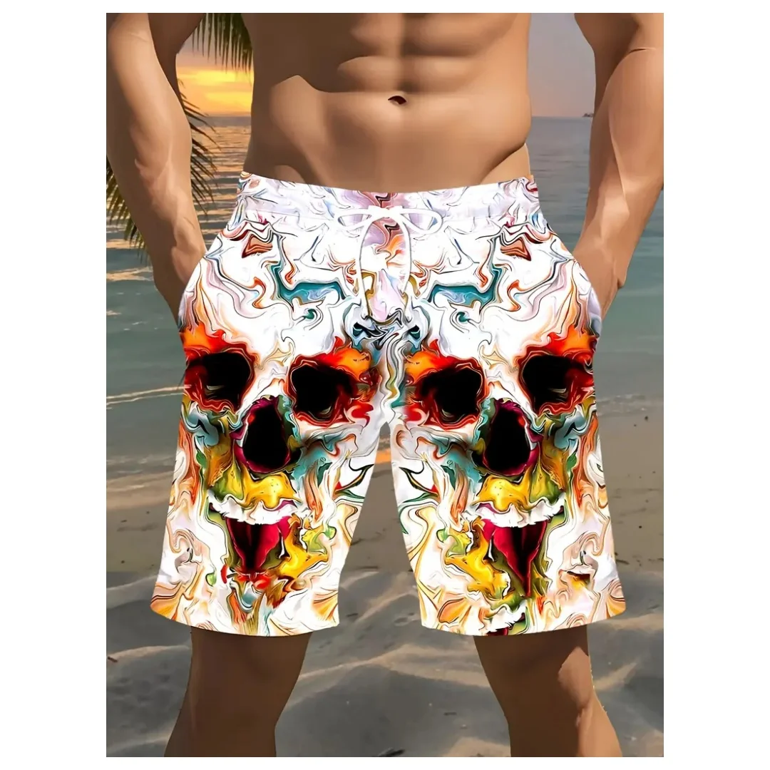 

Men's Shorts Swimming Trunks Quick-drying 3D Print Horror Skull Graphic Beach Shorts Outdoor Harajuku Y2k Unisex Pop Men Shorts