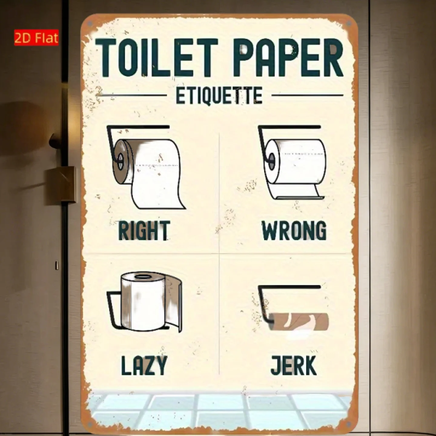 Home Bathroom Etiquette - 2D Aluminum Toilet Paper Etiquette Wall