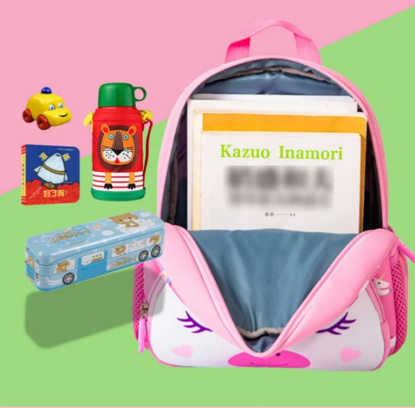 Zaini per cartoni animati animali per studenti con nome personalizzato, materiali per immersioni per bambini, zaini per l'asilo, zaini per unicorni di dinosauro