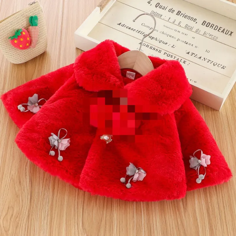 Autumn and Winter Baby Princess Flowers Fashion Little Children\'s Clothing Warm Sweet Cute Short Cape