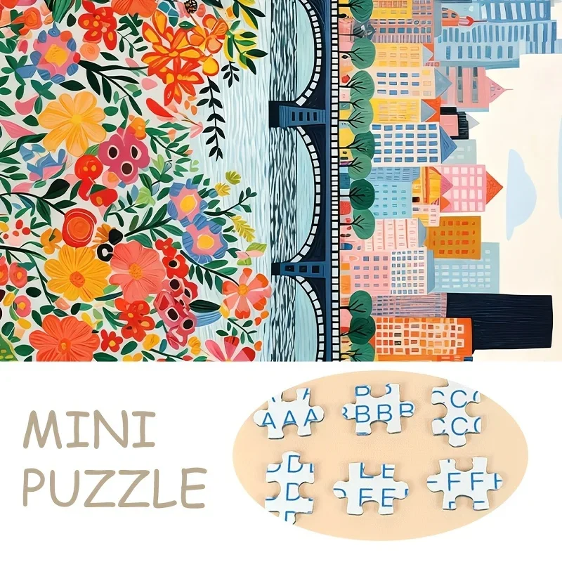 500Pcs Village Houses In Flower Field Jigsaw Puzzle, Multicolor Countryside Landscape, Home Decor Wall Art Display