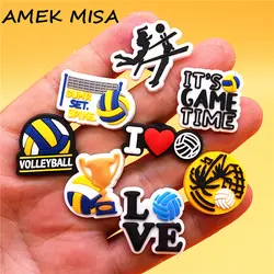 1pcs Love Volleyball Style PVC Shoe Charms Decorations Block Spiking Smash Shoe Accessories Game Time Clog Pins Buckle U520