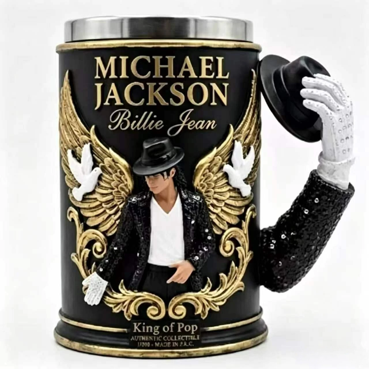 Michael Jackson Fan 300ml Beer Mug with 304 Stainless Steel Liner Resin Cup Music Collectible Gift for Beverage